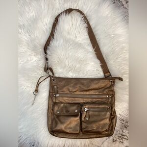 Fossil Sutter Metallic Bronze Crossbody Shoulder Bag